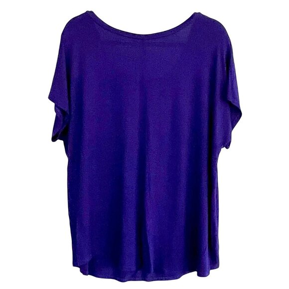 Lane Bryant Graphic Cross T-shirt Tee Size 18/20 Purple Metal/ Beads Embellished - Picture 2 of 13